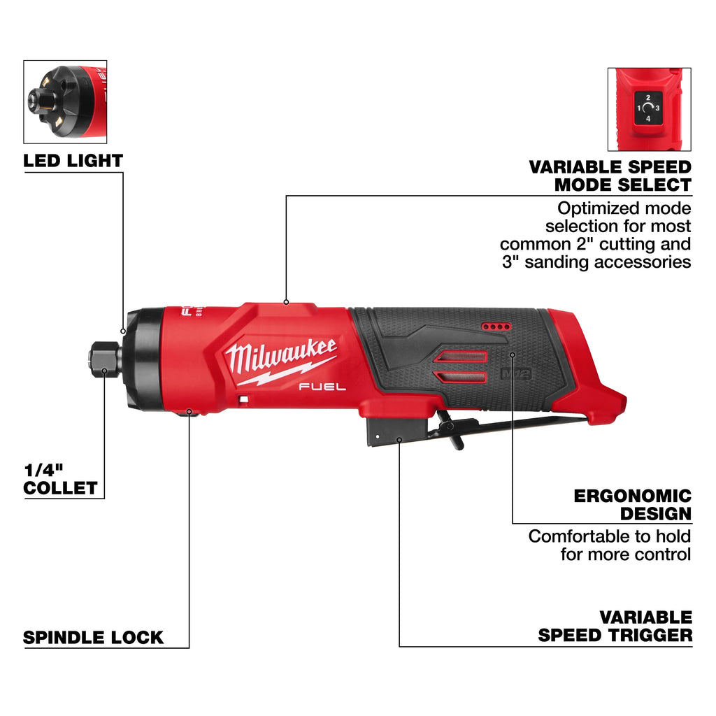 Milwaukee 3486-20 M12™ FUEL™ 1/4" Straight Die Grinder