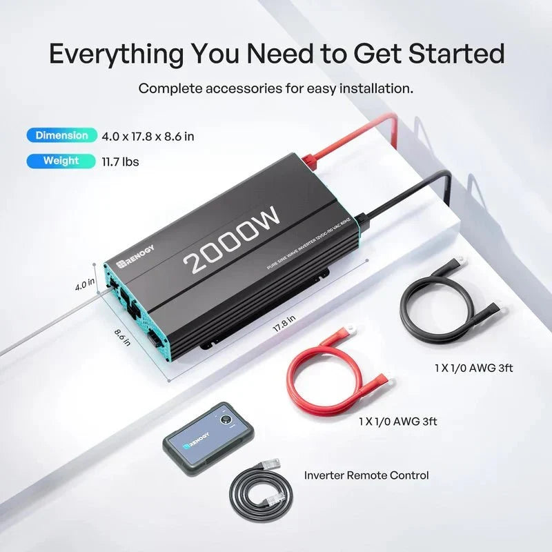 Renogy 2000W 12V Pure Sine Wave Inverter