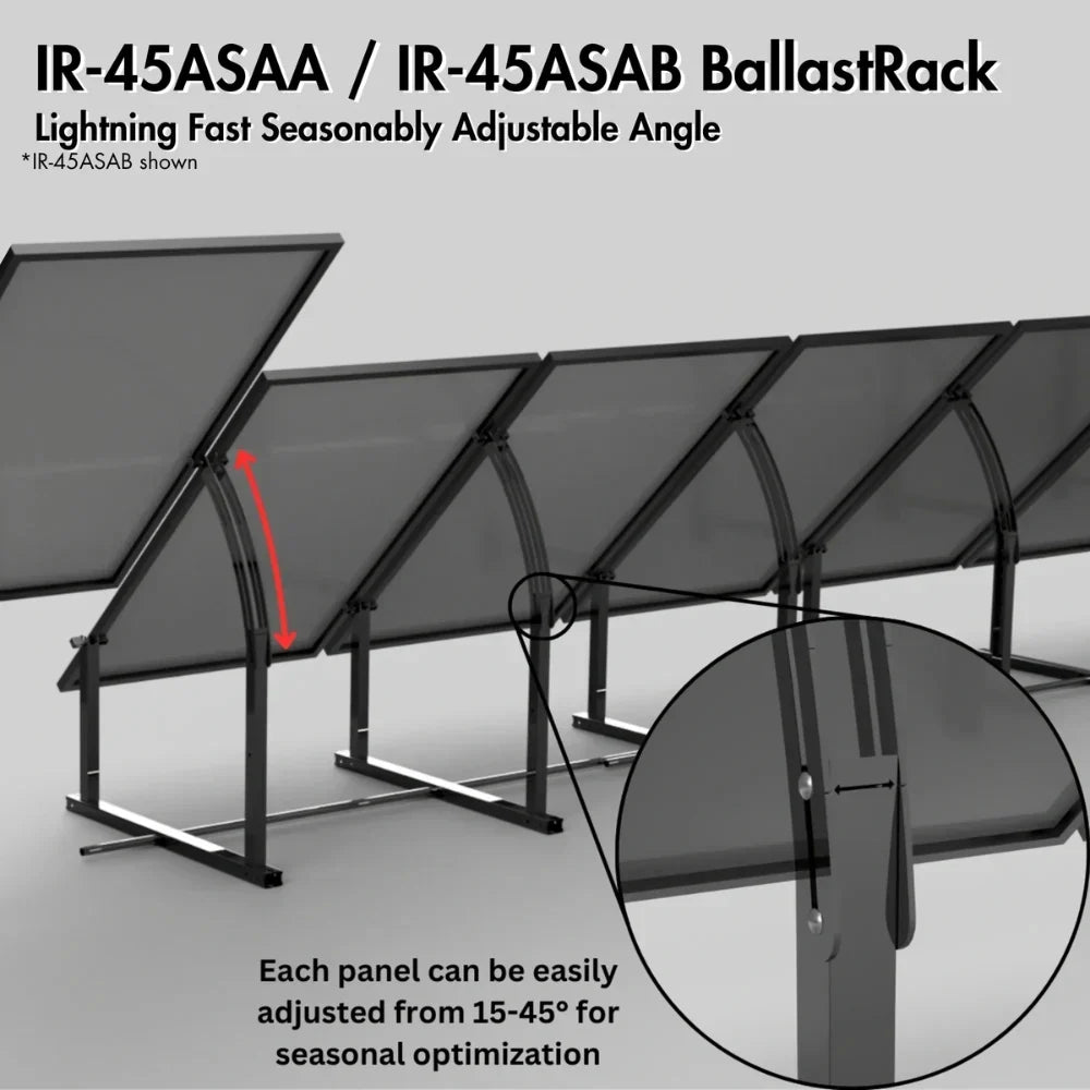 IntegraRack IR-45ASAB BallastRack Seasonably Adjustable Solar Module Rack - Black Zinc