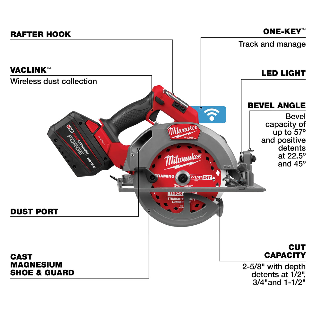 Milwaukee 2835-21HD M18 FUEL™ 7-1/4" Circular Saw w/ ONE-KEY™ Kit