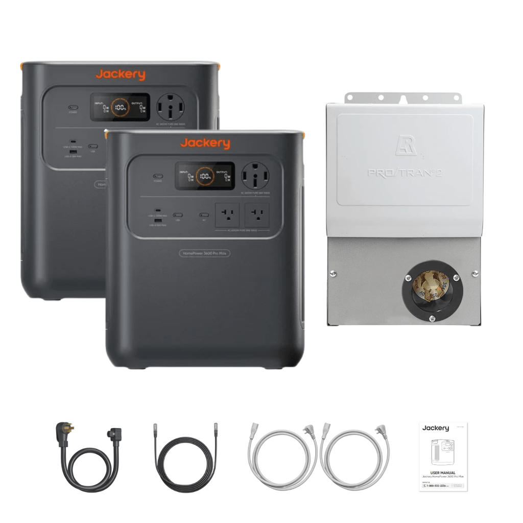 2 x Jackery HomePower 3600 Pro Max + Extra Batteries + Manual Transfer Switch + Cables