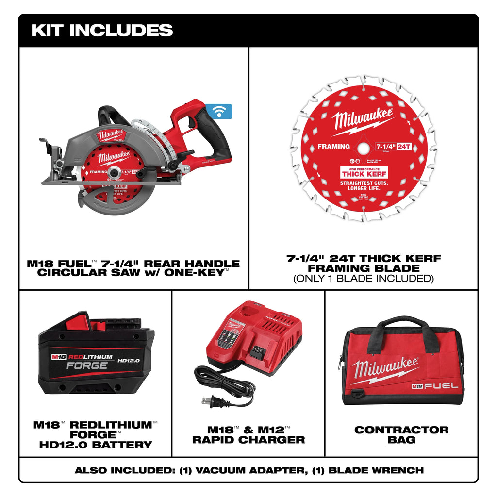 Milwaukee 2931-21HD M18 FUEL™ 7-1/4" Rear Handle Circular Saw w/ ONE-KEY™ Kit