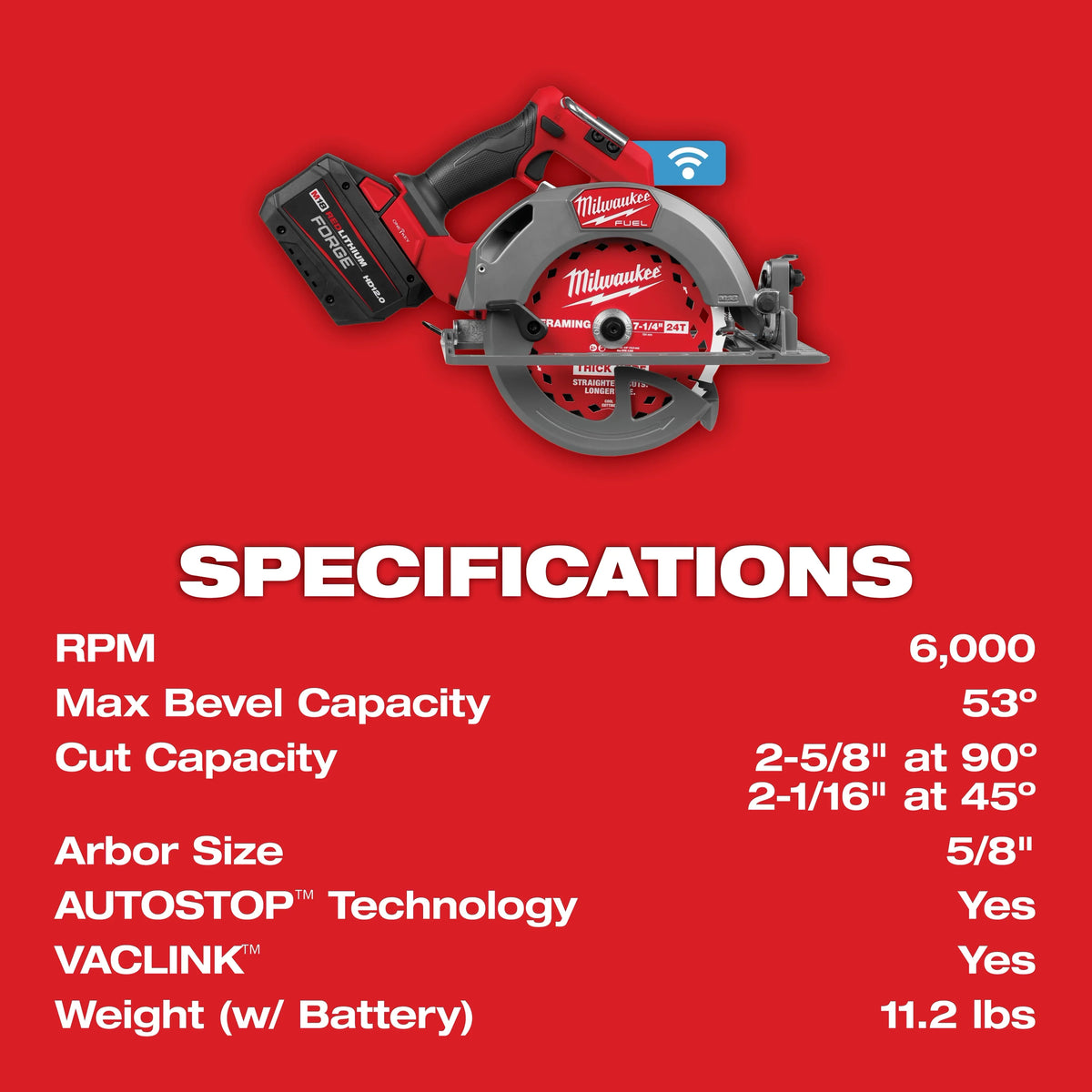 Milwaukee 2835-21HD M18 FUEL™ 7-1/4" Circular Saw w/ ONE-KEY™ Kit