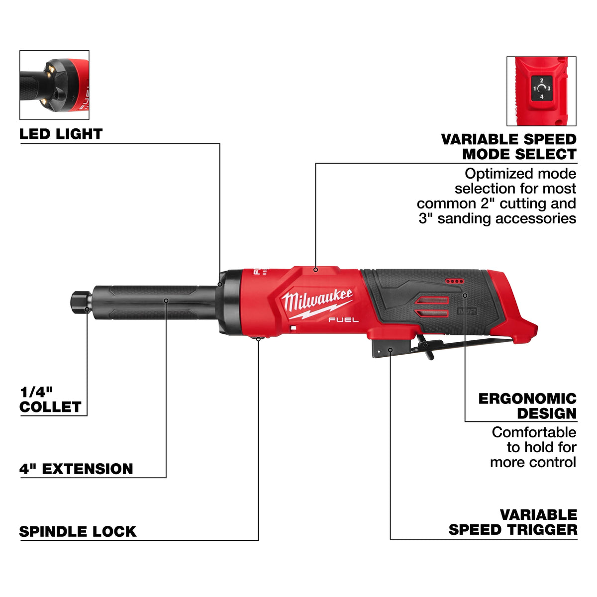 Milwaukee 3487-20 M12 FUEL™ 1/4" Extended Die Grinder