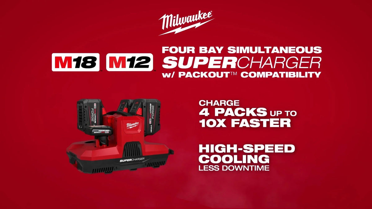 Milwaukee 48-59-1818 M18™ & M12™ Four Bay Simultaneous Super Charger w/ PACKOUT™ Compatibility