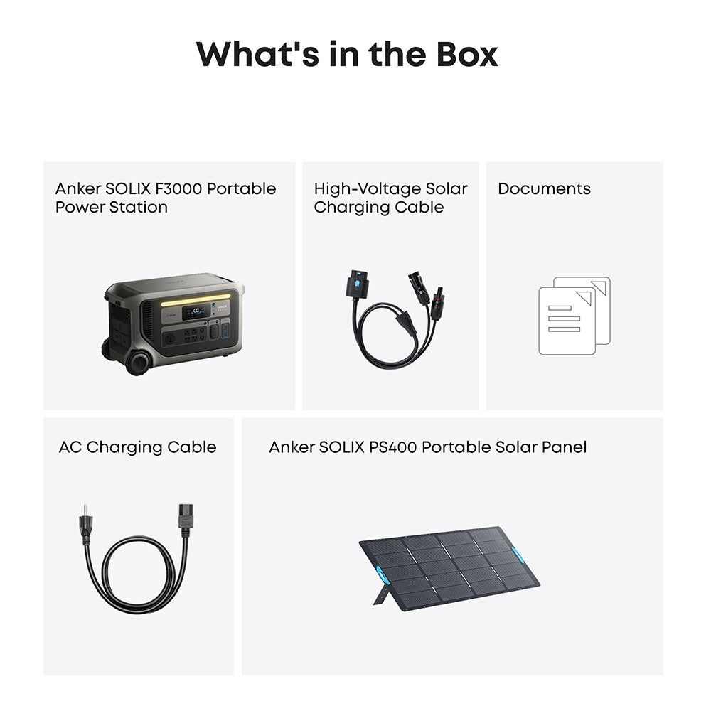 Anker F3000 Portable Power Station 3,072Wh 3,600W with 400W Solar Panel