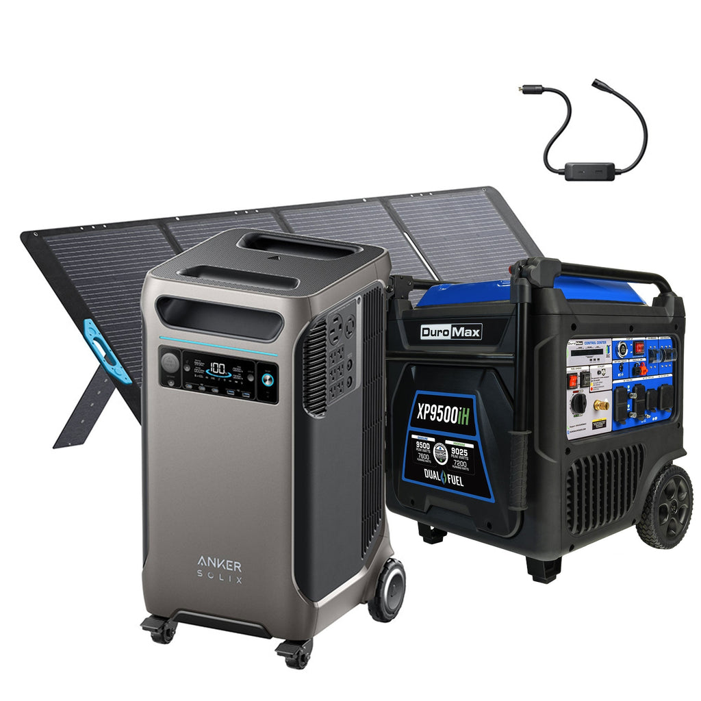 Duromax XP9500iH and Anker F3800Plus+PS400+240V Generator Adapter with Transfer Swtich Bundle
