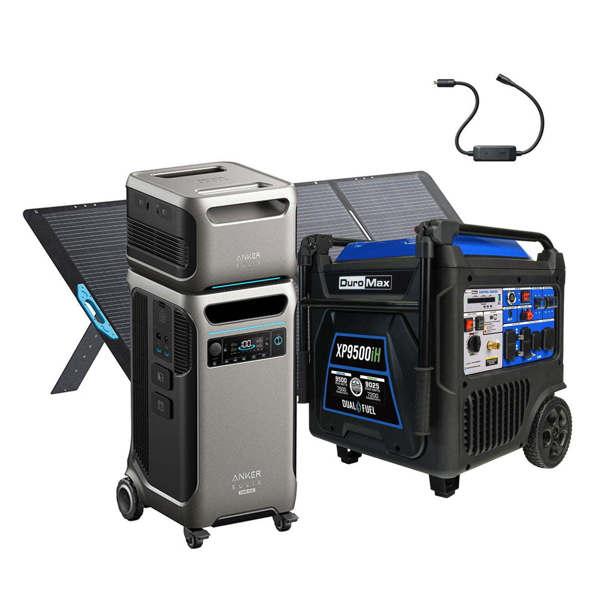 Duromax XP9500iH and Anker F3800Plus+PS400+EB3800+240V Generator Adapter with Tansfer Switch Bundle