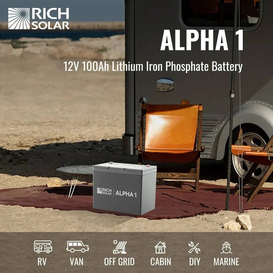 Rich Solar 12V 100Ah LiFePO4 Lithium Iron Phosphate Battery w/ Internal Heating and Bluetooth Function