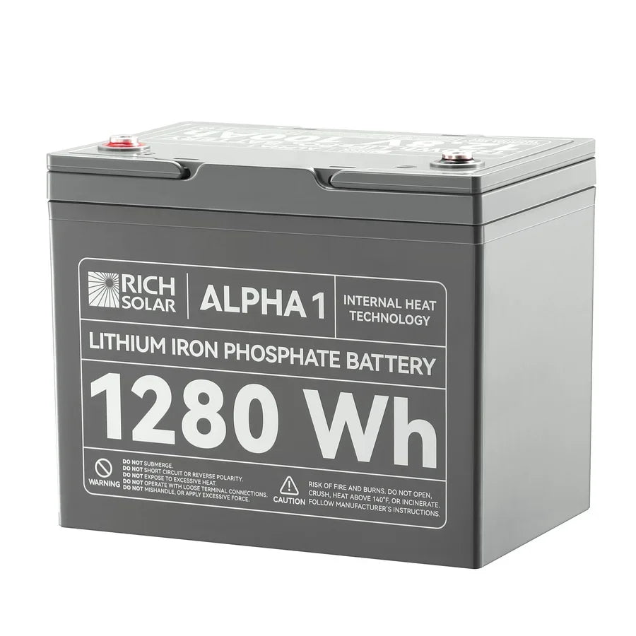 Rich Solar 12V 100Ah LiFePO4 Lithium Iron Phosphate Battery w/ Internal Heating and Bluetooth Function