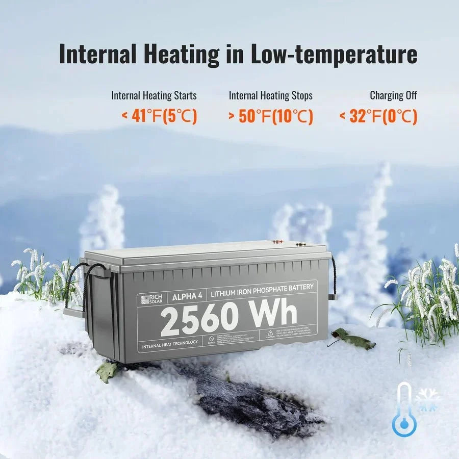 Rich Solar ALPHA 4 24V 100Ah LiFePO4 Battery w/ Internal Heating and Bluetooth