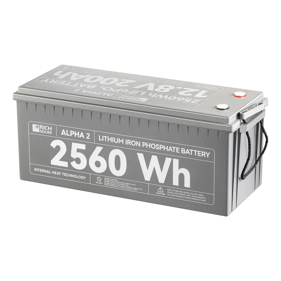 Rich Solar Alpha 2 12V 200Ah LiFePO4 Lithium Iron Phosphate Battery w/ Internal Heating and Bluetooth Function