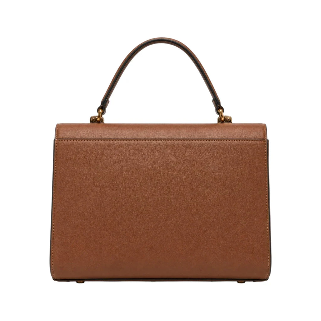 Bayline Women’s Brown Faux Leather Curved Flap Satchel Handbag