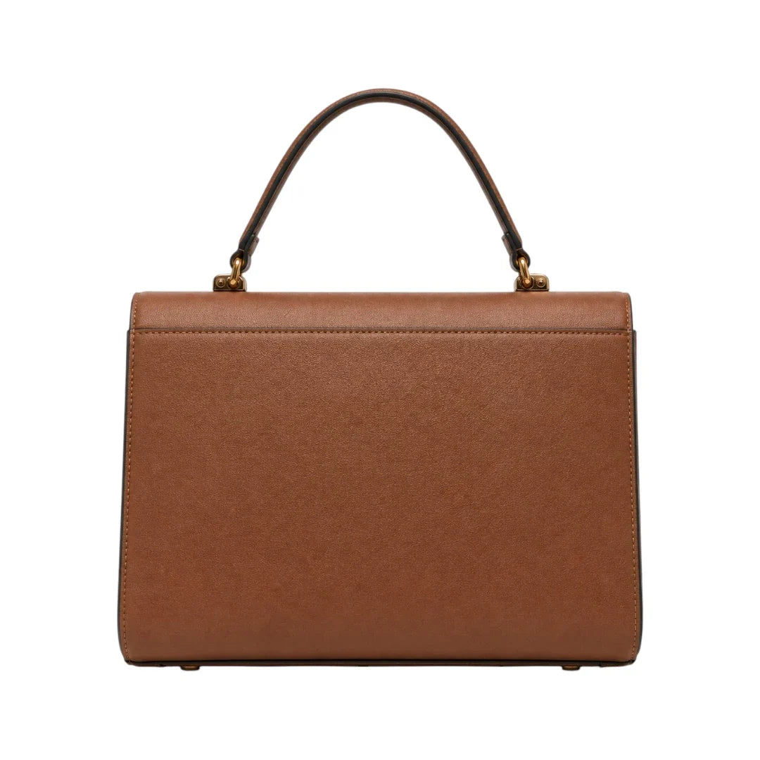 Bayline Women’s Brown Faux Leather Curved Flap Satchel Handbag
