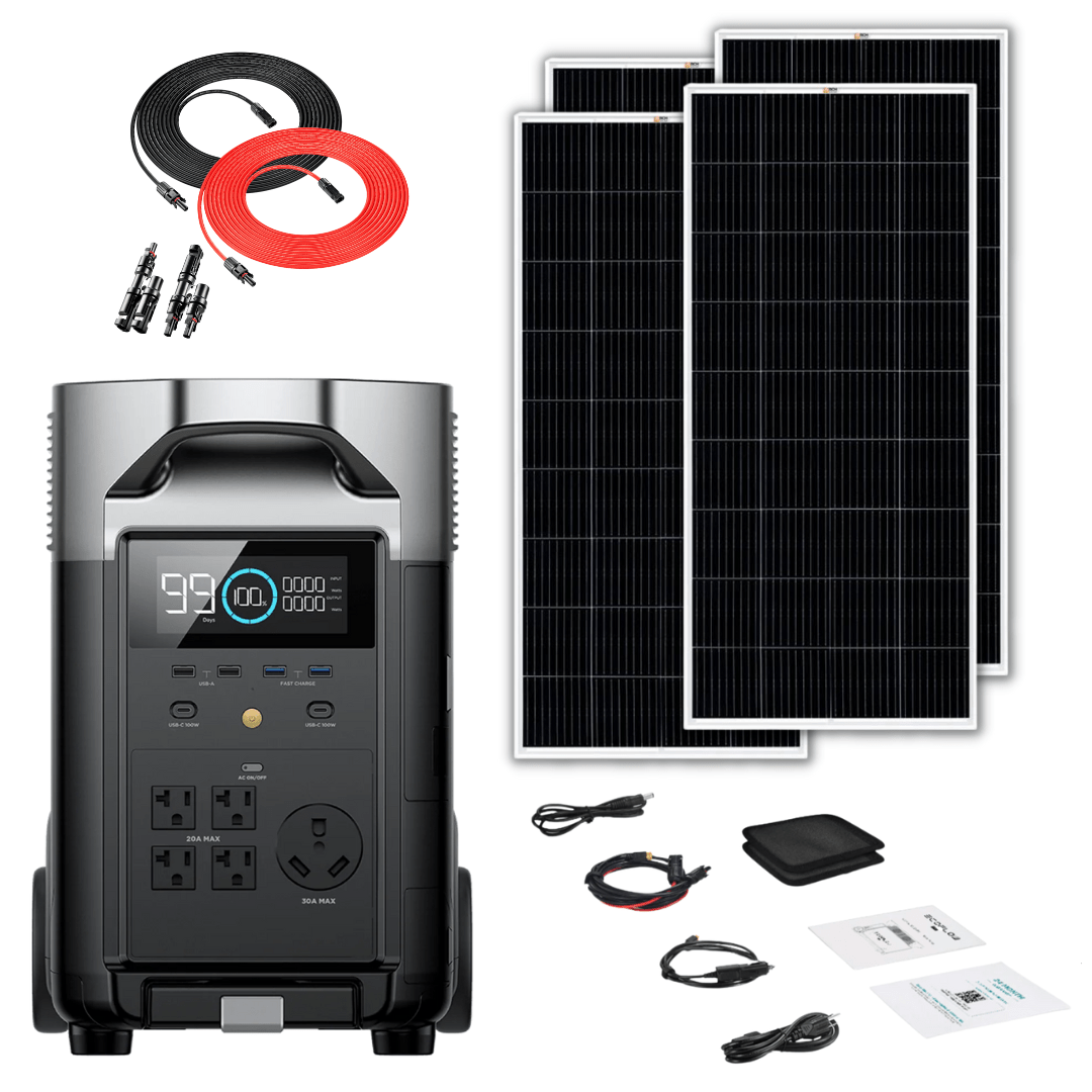 EcoFlow DELTA Pro 3600Wh 3600W Solar Generator + 200W Rigid Monocrystalline Solar Panels Kit