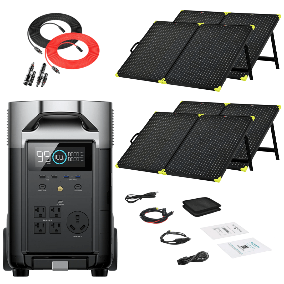 EcoFlow DELTA Pro 3600Wh 3600W Solar Generator + 200W Portable Monocrystalline Solar Panels Kit