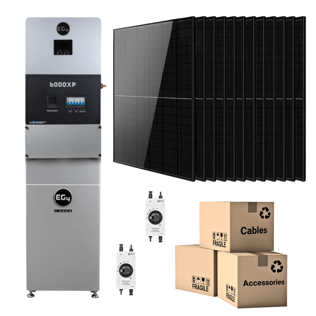 EG4 6000XP Off-Grid Solar Kit | 4.98kW Monocrystalline Solar Panels + 16kWh LiFePO4 Battery Bank