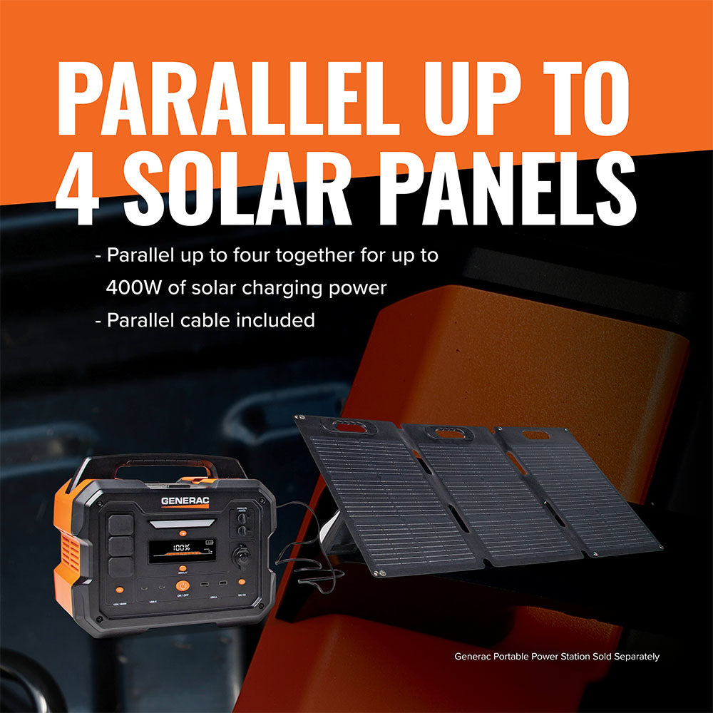 Generac GS100 100 Watts Solar Panels for Power Stations w/ Tri-Fold Design