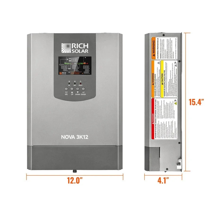 Rich Solar NOVA 3K12 3000W 12V Pure Sine Wave Inverter with Built-in Transfer Switch