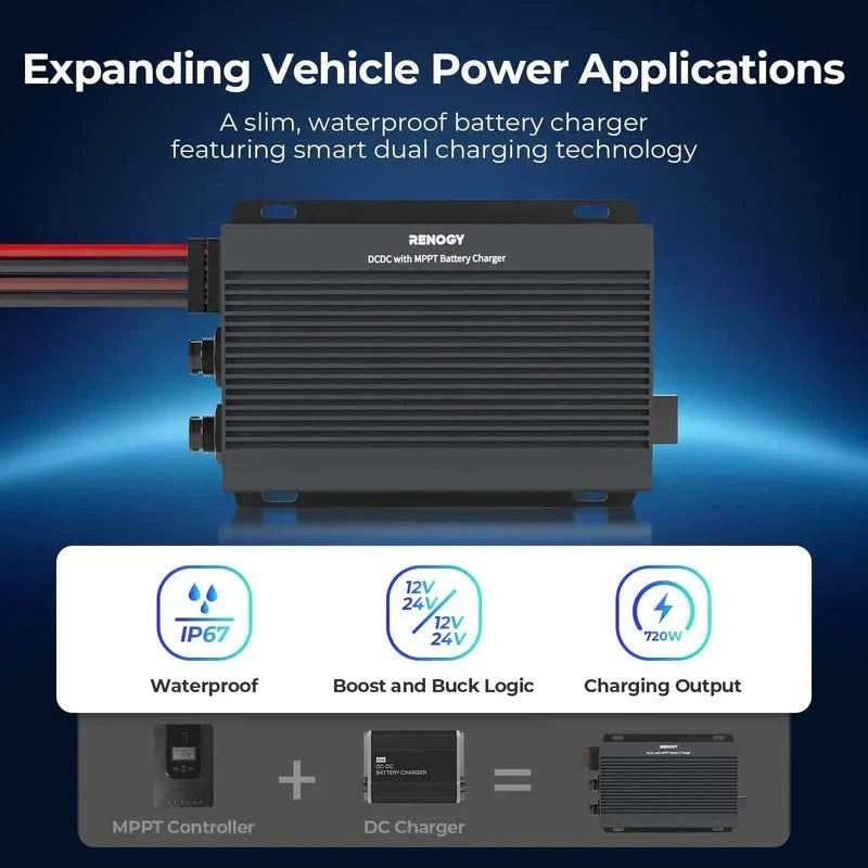 Renogy 12V/24V IP67 50A DC-DC Battery Charger with MPPT