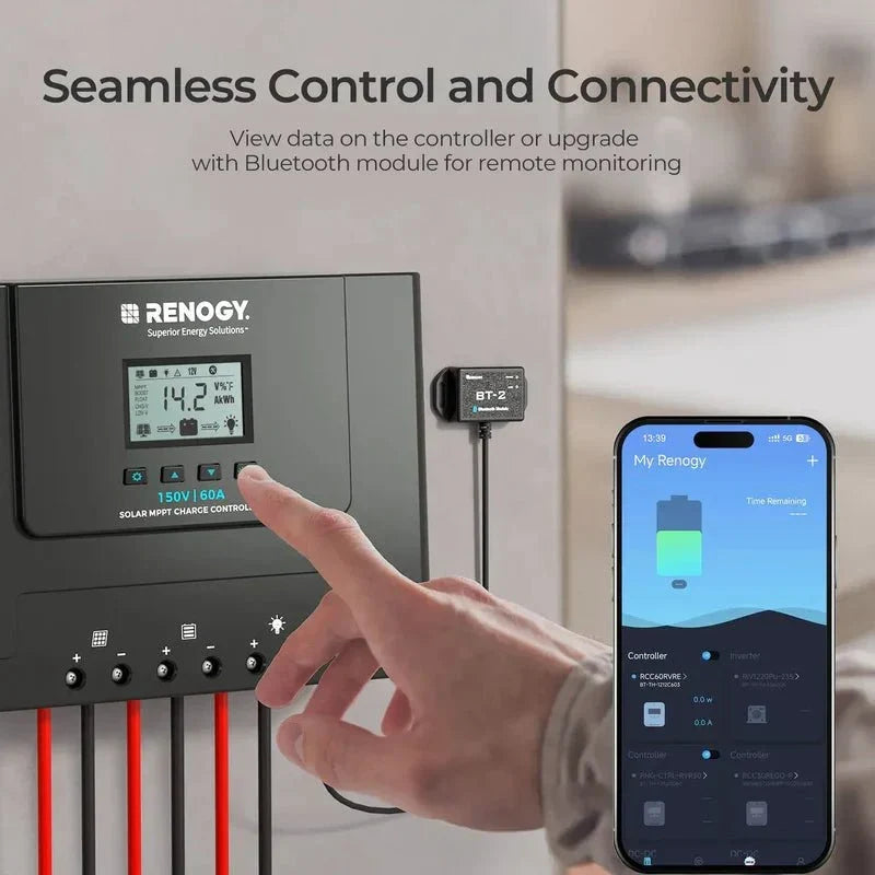 Renogy Rover Lite 12V/ 24V/ 36V/ 48V 60A MPPT Solar Charge Controller with Bluetooth Module