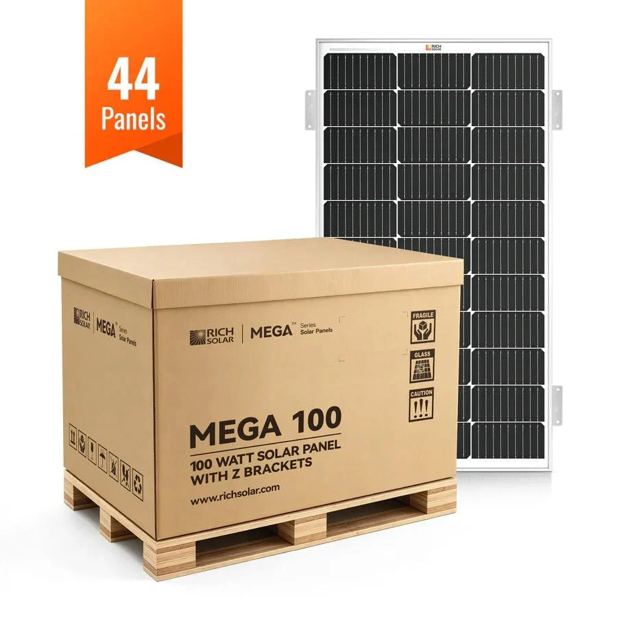 Rich Solar MEGA 100 12V 100W Solar Panel  With 3/4" Z Brackets