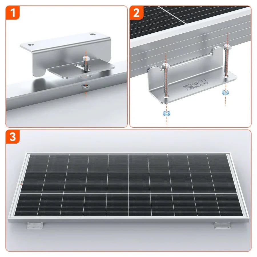 Rich Solar MEGA 200 12V 200W Solar Panel With 2" Brackets