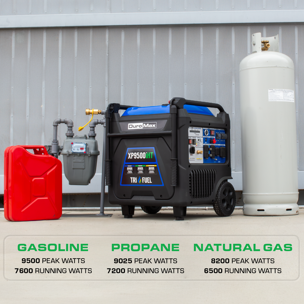 DuroMax XP9500iHT 9,500 Watt Portable Tri Fuel Inverter Generator - Quiet, Low THD