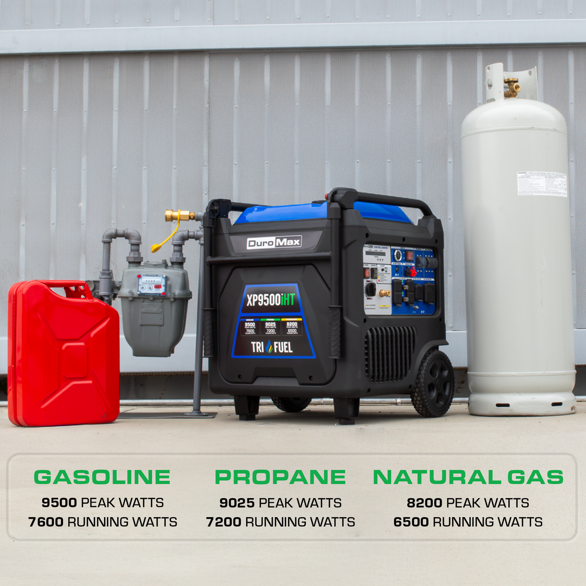DuroMax XP9500iHT 9,500 Watt Portable Tri Fuel Inverter Generator - Quiet, Low THD