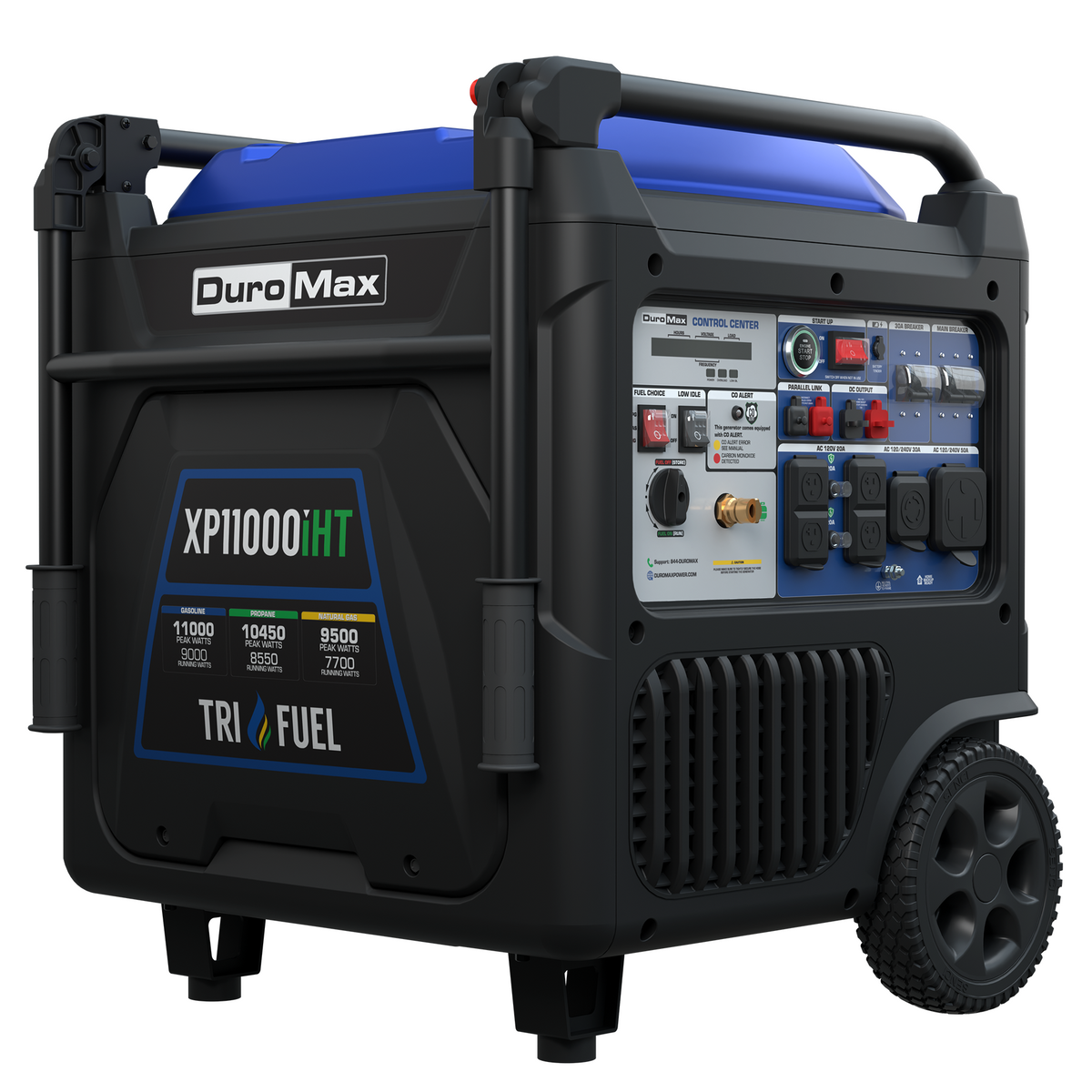 DuroMax XP11000iHT 11,000 Watt Portable Tri Fuel Inverter Generator - Quiet, Low THD