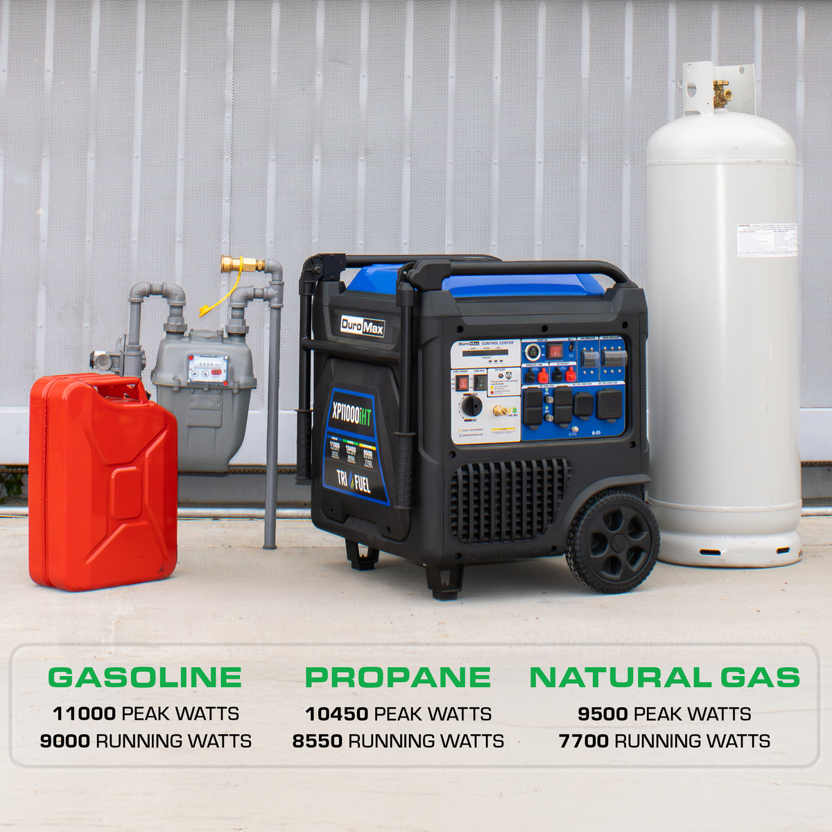 DuroMax XP11000iHT 11,000 Watt Portable Tri Fuel Inverter Generator - Quiet, Low THD