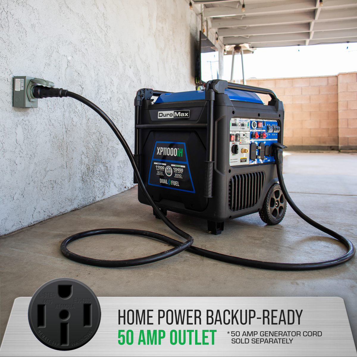 DuroMax XP11000iH 11,000 Watt Portable Dual Fuel Inverter Generator - Quiet, Low THD