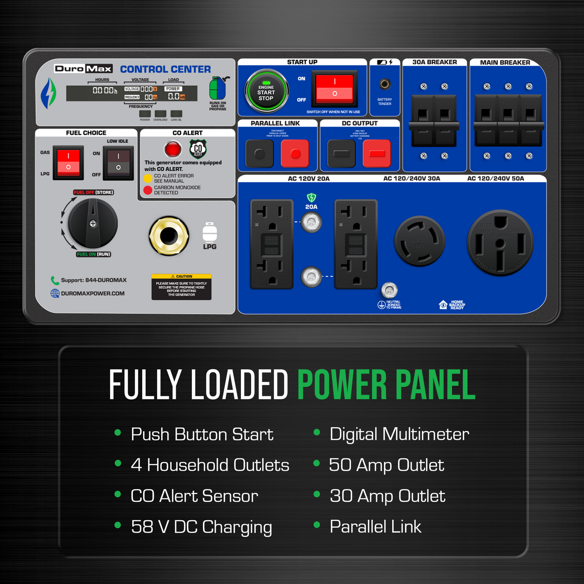 DuroMax XP11000iH 11,000 Watt Portable Dual Fuel Inverter Generator - Quiet, Low THD