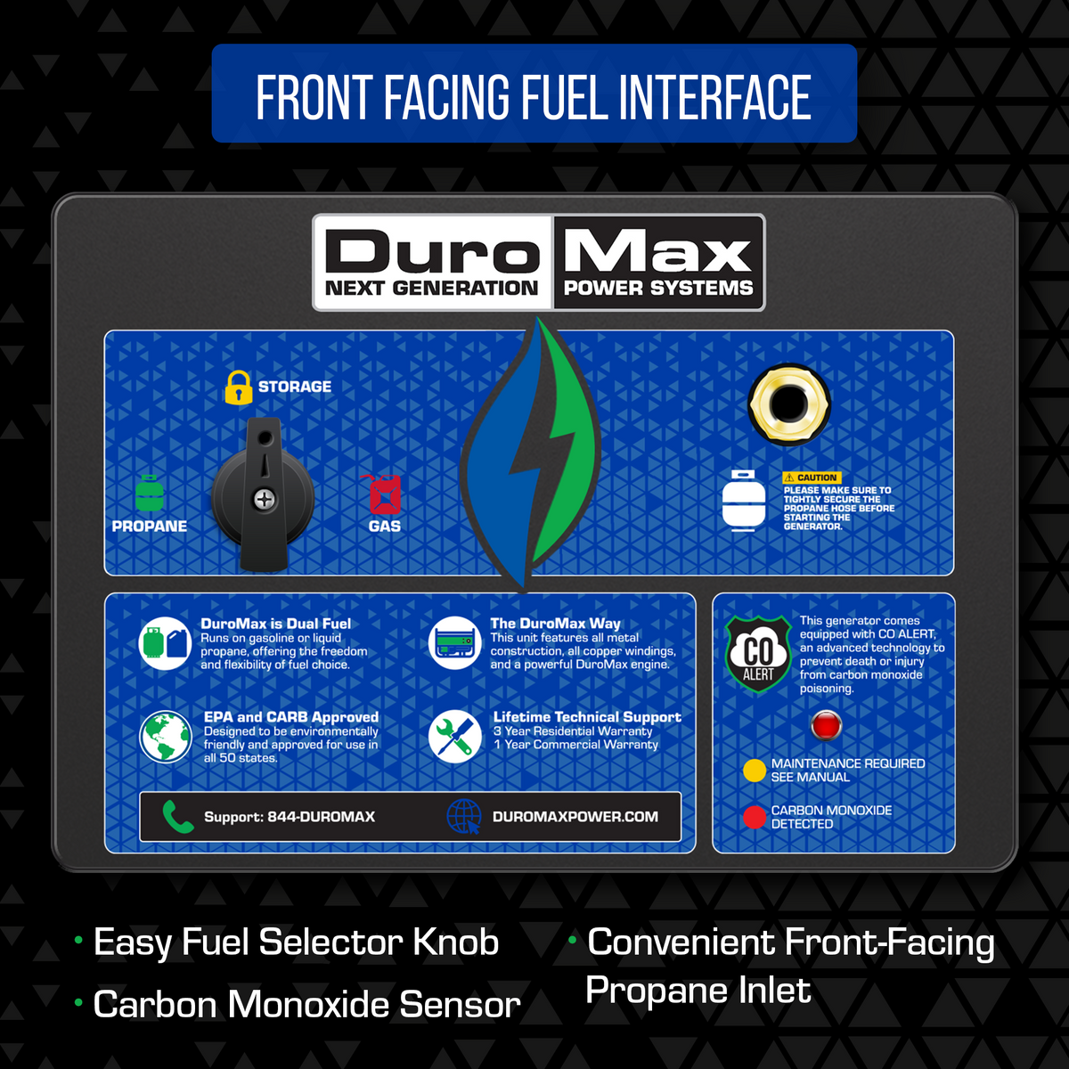 DuroMax XP13000HX 13,000 Watt Portable Dual Fuel Gas Propane CO Alert - Recon