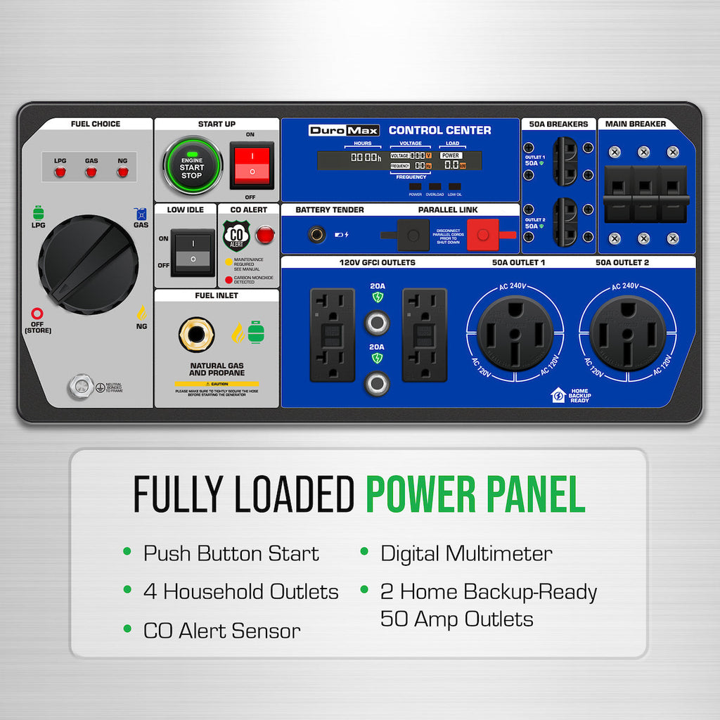 DuroMax XP16000iHT 16,000 Watt Tri Fuel Portable Inverter Generator - Quiet, Low THD