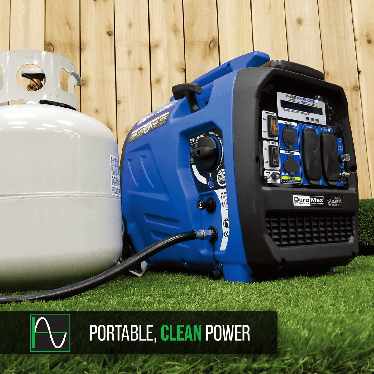 DuroMax XP2300iH 2,300 Watt Portable Dual Fuel Inverter Generator - Quiet, Low THD