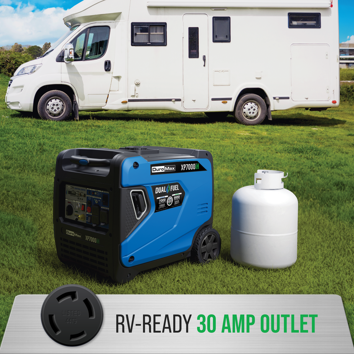 DuroMax XP7000iH 7,000 Watt Portable Dual Fuel Inverter Generator - Quiet, Low THD