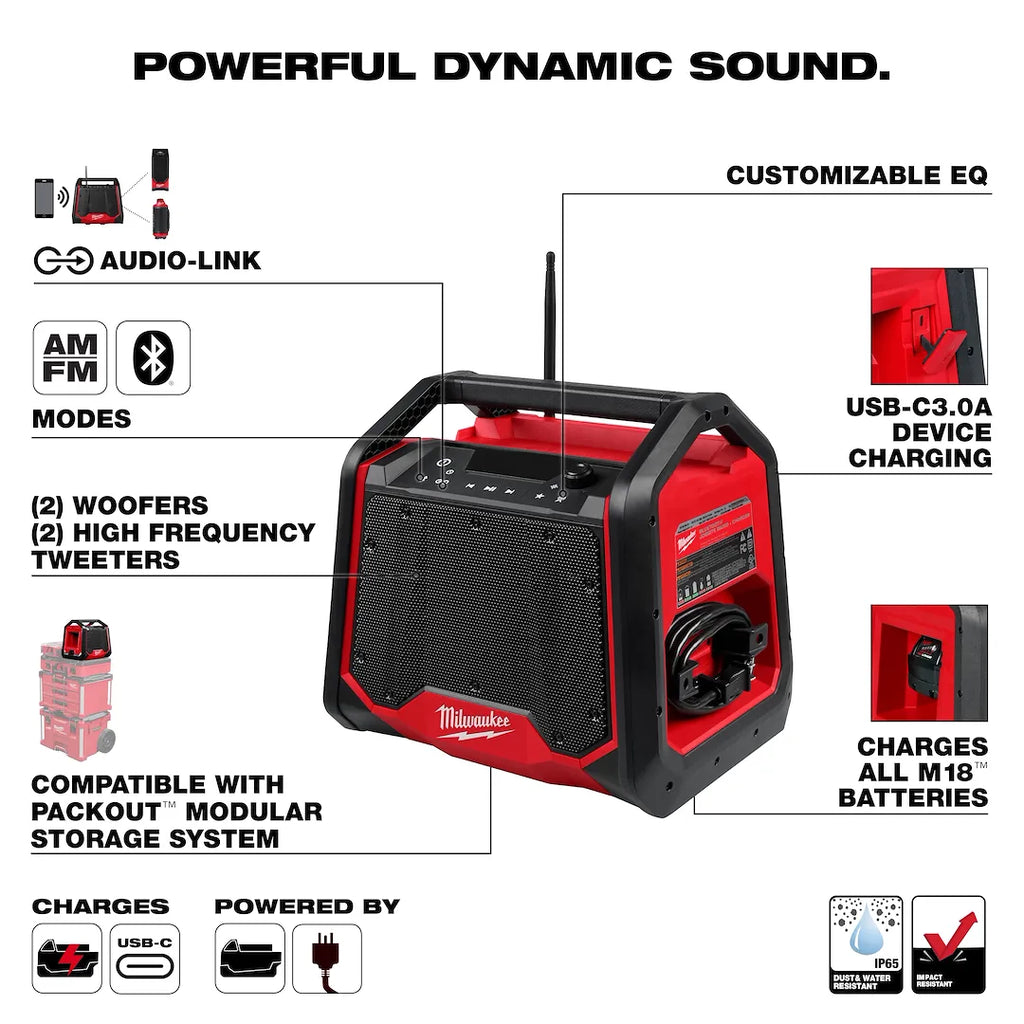 Milwaukee 2956-20 M18 Bluetooth Jobsite Radio + Charger