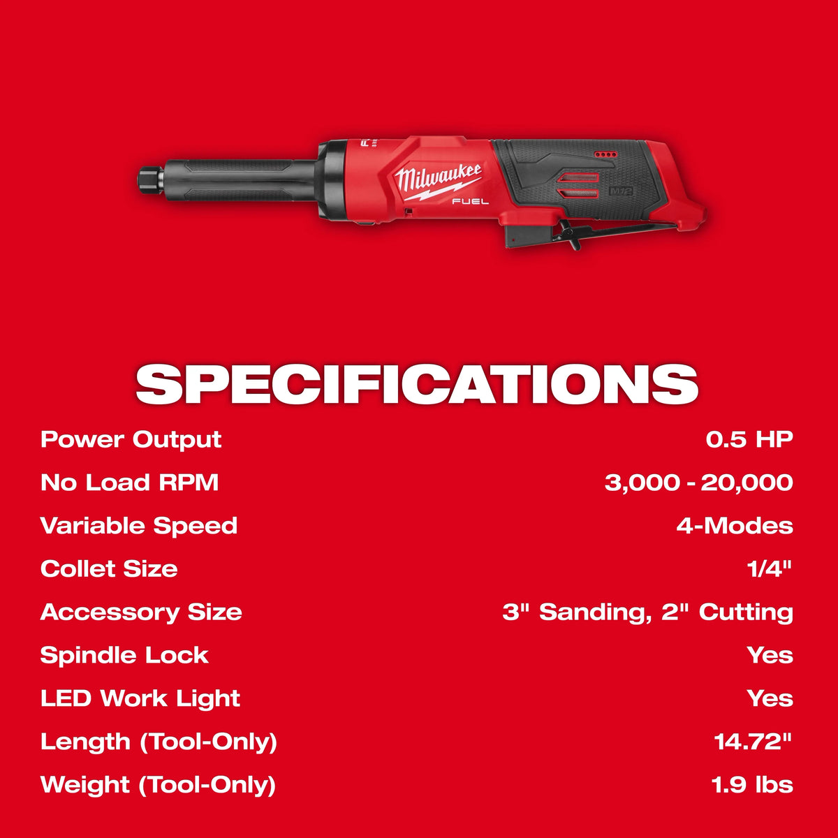 Milwaukee 3487-20 M12 FUEL™ 1/4" Extended Die Grinder