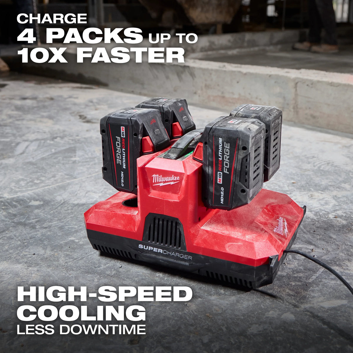 Milwaukee 48-59-1818 M18™ & M12™ Four Bay Simultaneous Super Charger w/ PACKOUT™ Compatibility