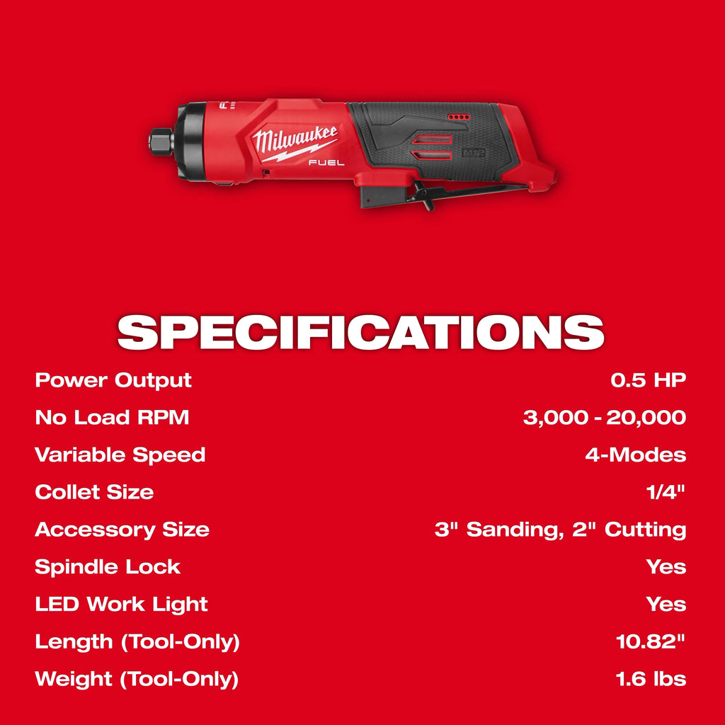 Milwaukee 3486-20 M12™ FUEL™ 1/4" Straight Die Grinder