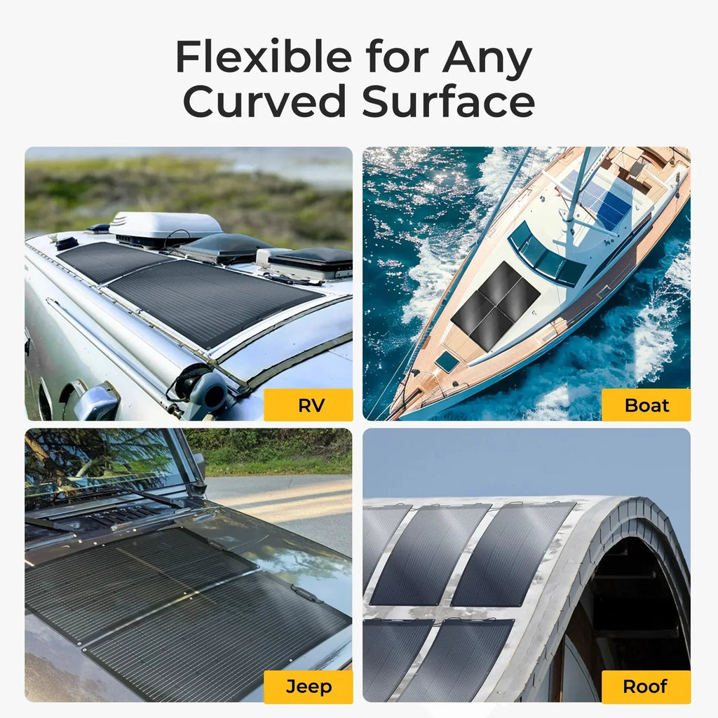 BougeRV Arch 200 Watt Fiberglass Flexible Curved Solar Panel