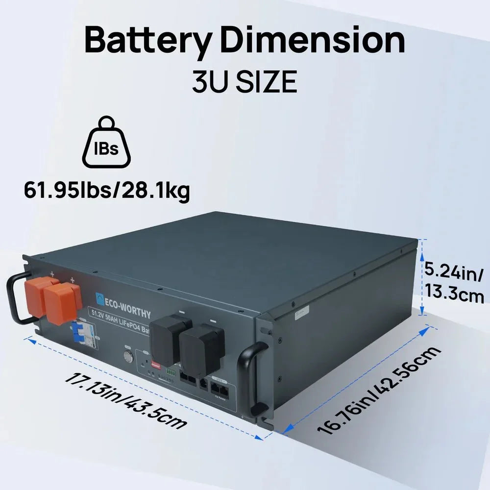 ECO-WORTHY 48V (51.2V) 50Ah Server Rack Battery