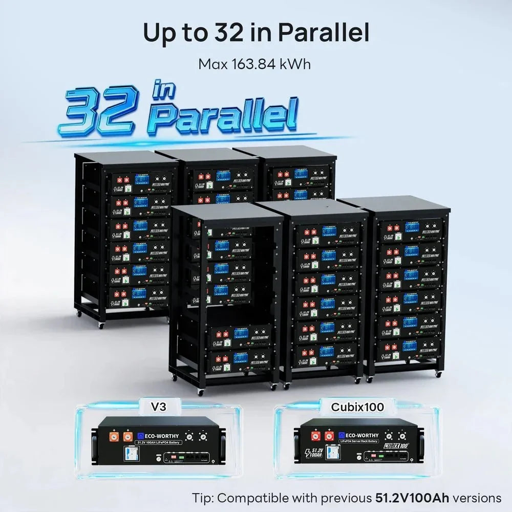 ECO-WORTHY Cubix 100 Pro 51.2V 100AH Server Rack Battery