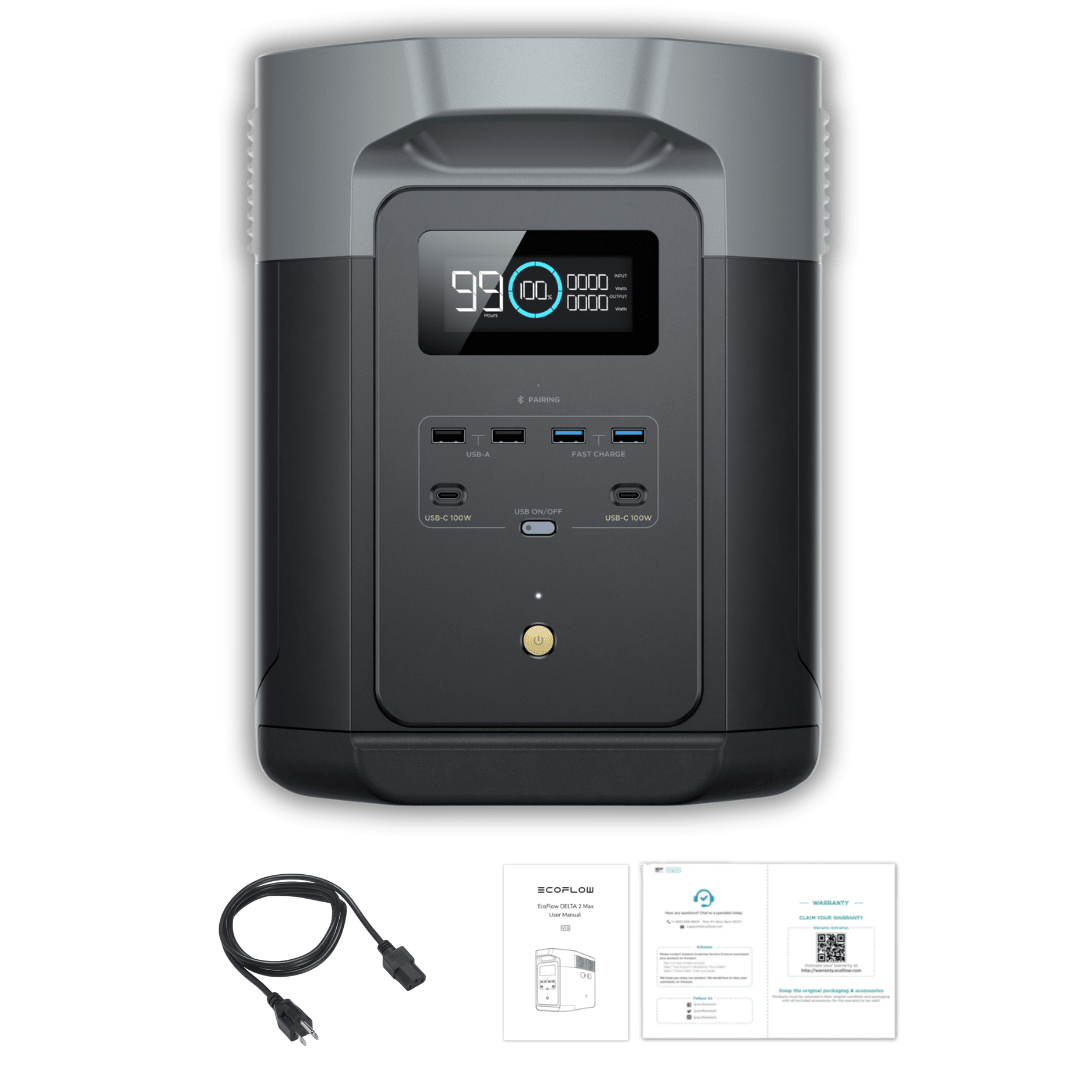 EcoFlow DELTA 2 Max 2048Wh 2400W LiFePO4 Solar Generator