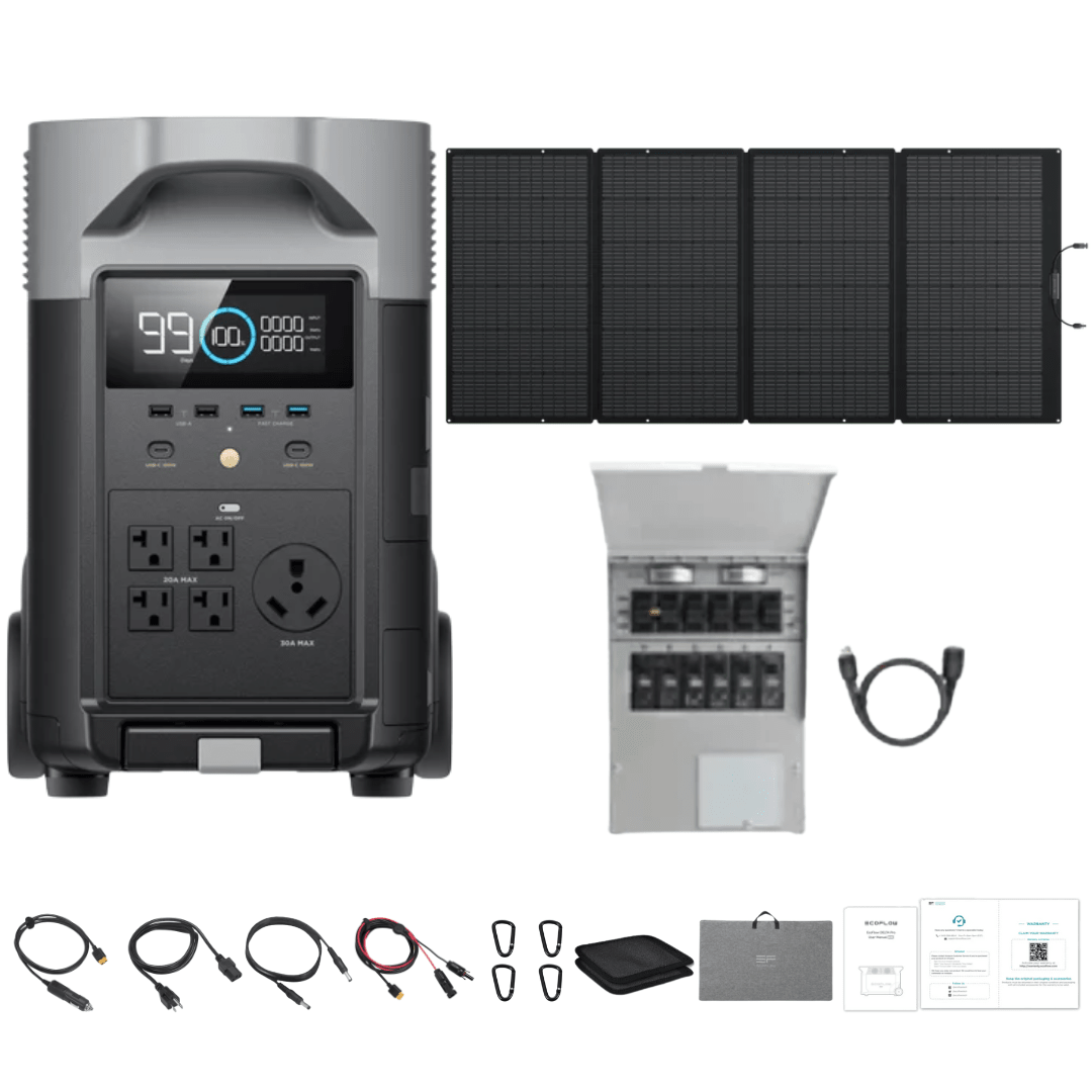 EcoFlow DELTA Pro + 400W Portable Solar Panel + Transfer Switch
