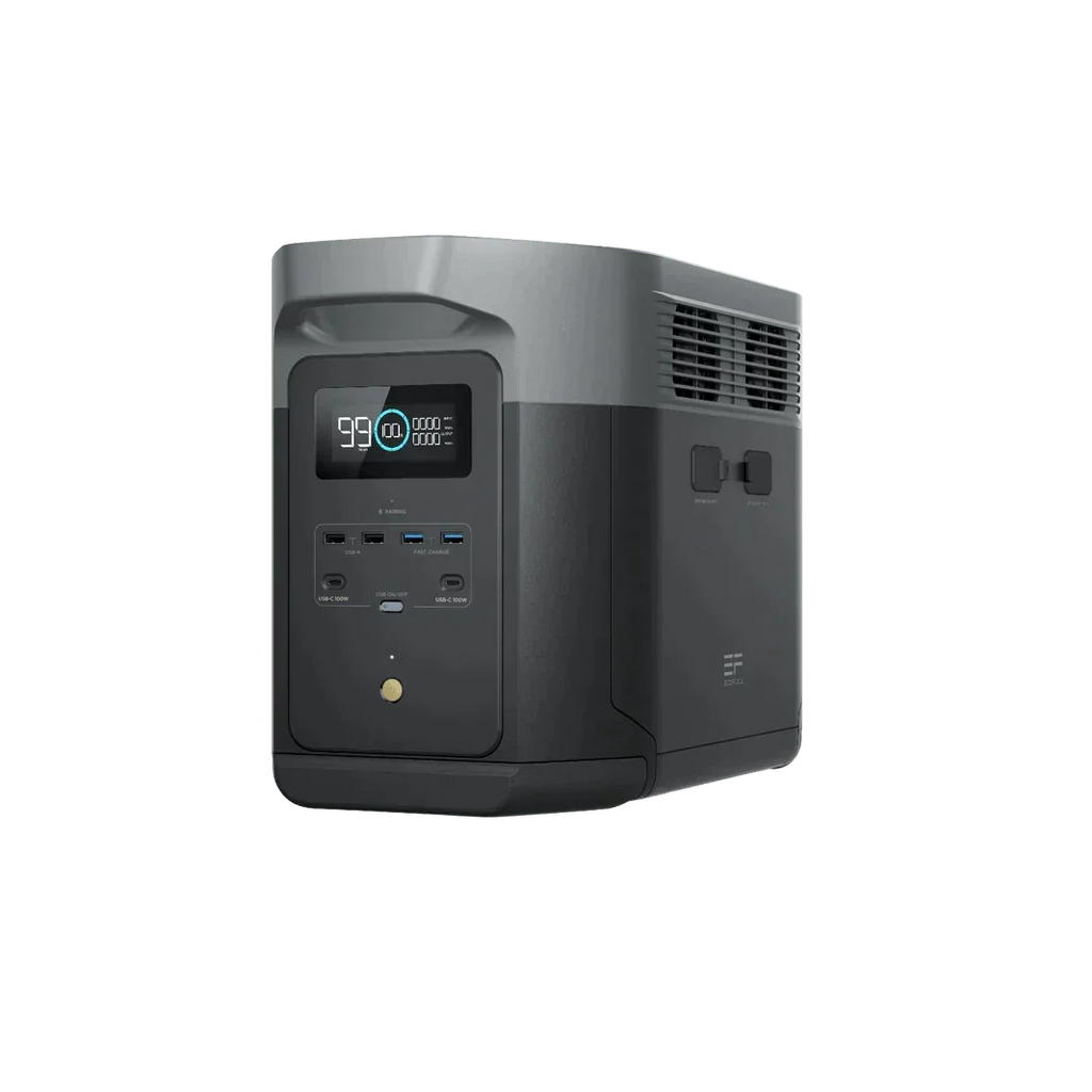 EcoFlow Delta 2 Max With Extra Battery 4096Wh 2400W LiFePO4 Solar Generator + 200W Portable Monocrystalline Solar Panels Kit
