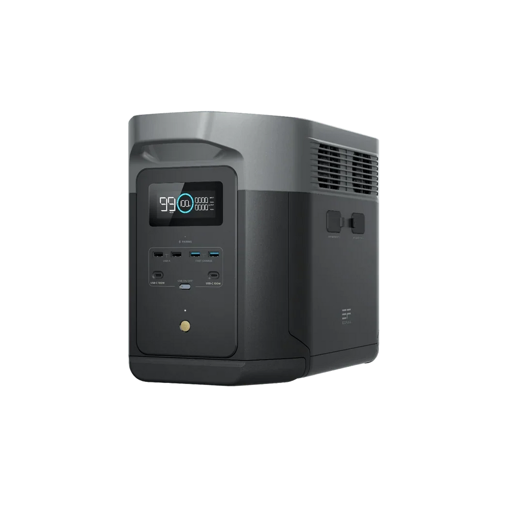 EcoFlow Delta 2 Max 2048Wh 2400W LiFePO4 Solar Generator + 100W Rigid Monocrystalline Solar Panels Kit