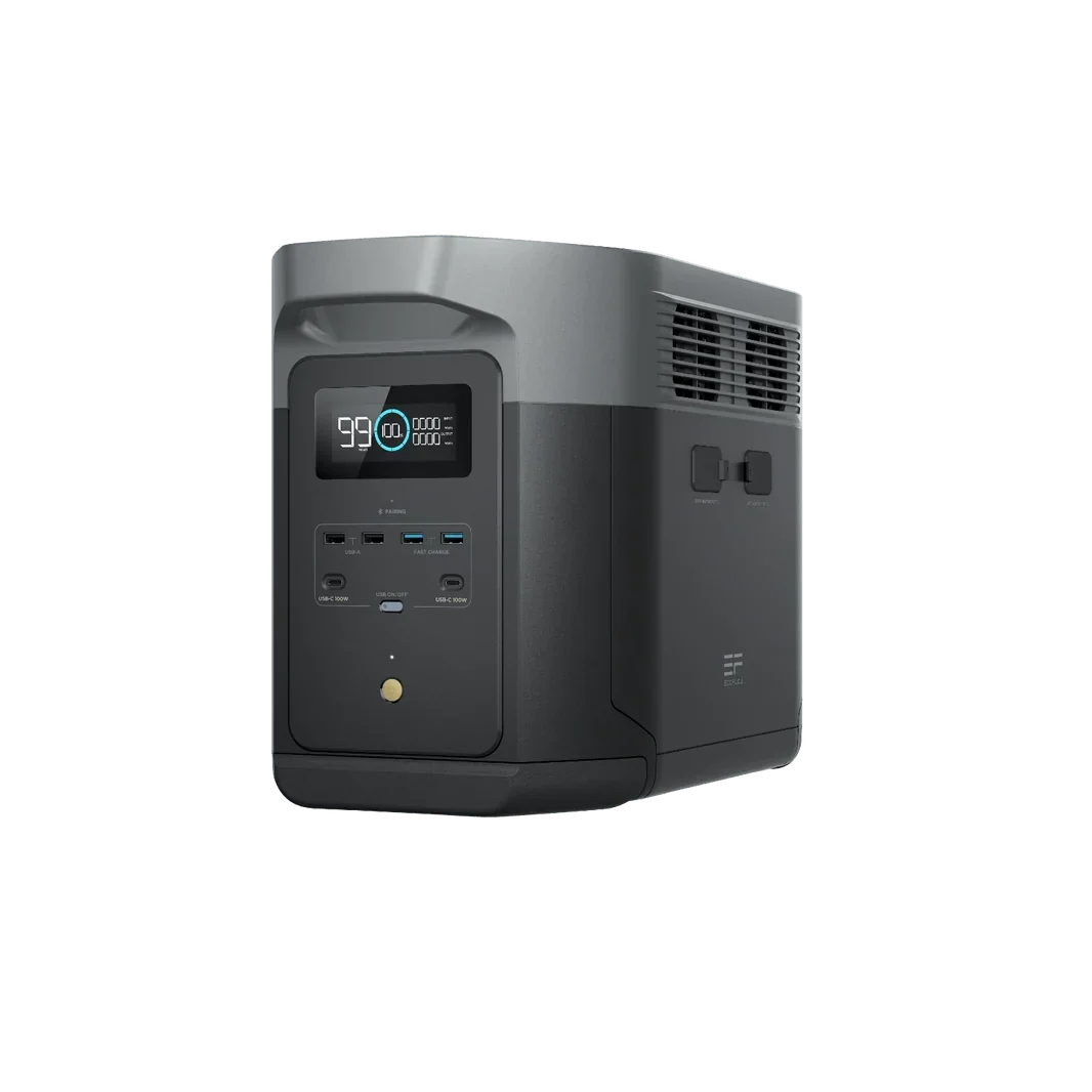 EcoFlow Delta 2 Max 2048Wh 2400W LiFePO4 Solar Generator + 100W Rigid Monocrystalline Solar Panels Kit