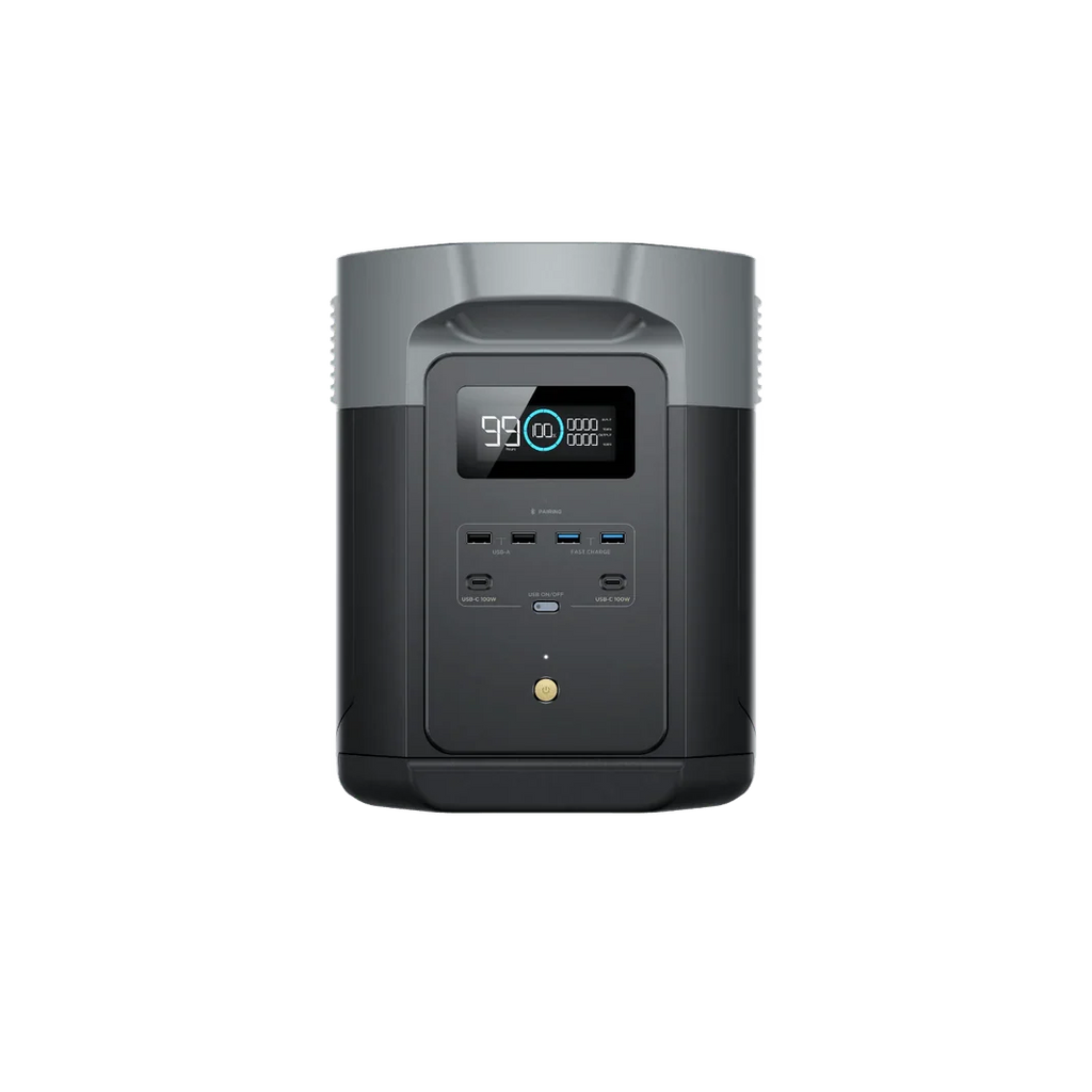 EcoFlow Delta 2 Max 2048Wh 2400W LiFePO4 Solar Generator + 100W Rigid Monocrystalline Solar Panels Kit